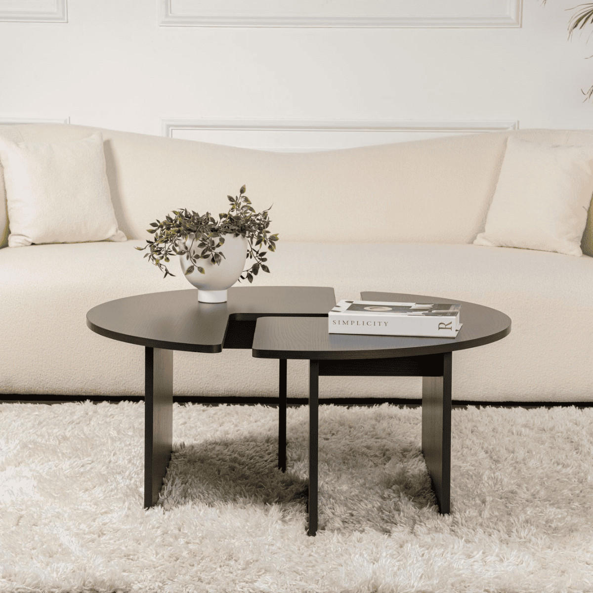 COUCHTISCH (2er-Set) moira 90/90/41 cm - Schwarz, Holzwerkstoff (90/90/41cm) - Calicosy