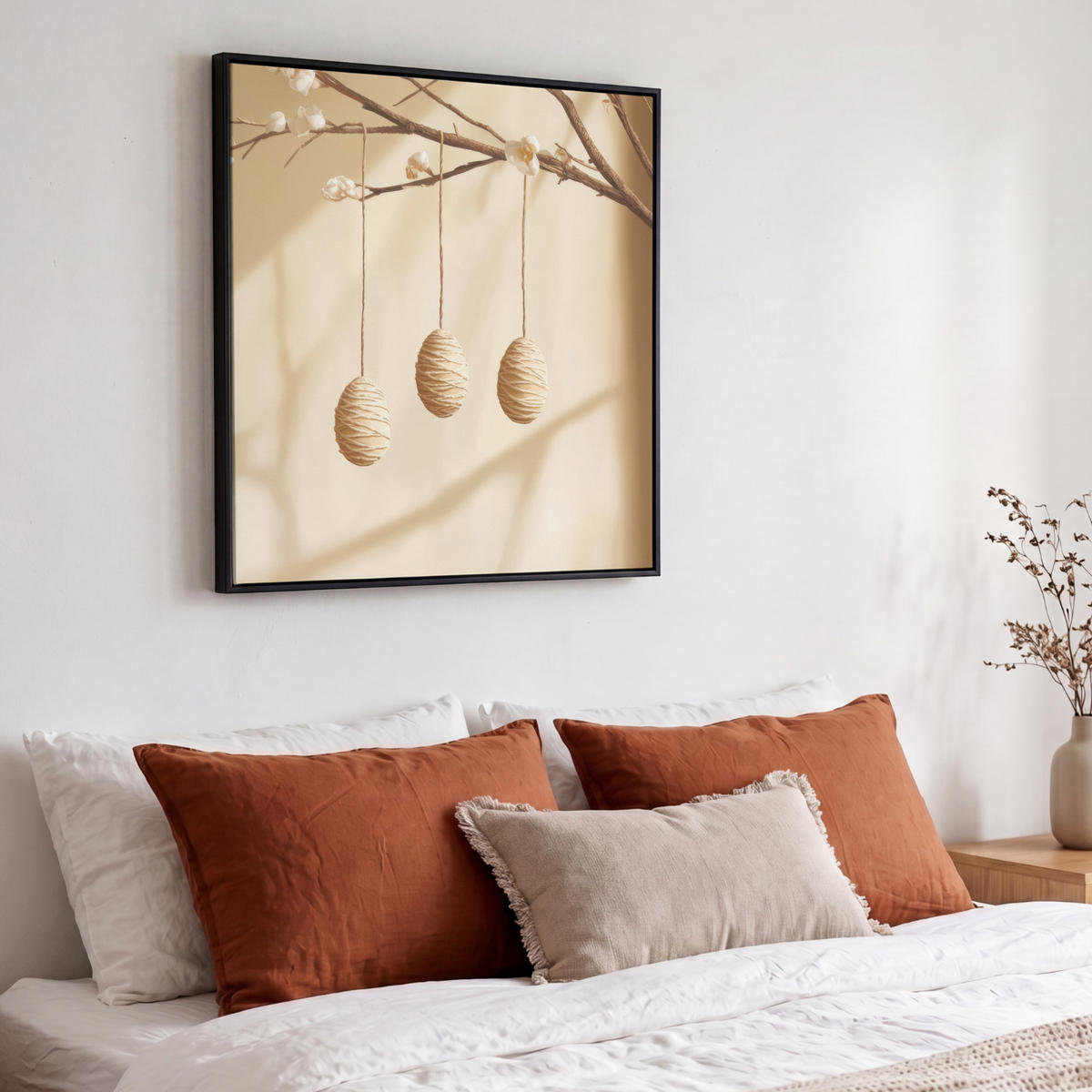 LEINWAND Bilder mit Rahmen - Beige - Osterkuchen - Eier - 50x50 - Beige, Textil (50/50cm) - MuchoWow