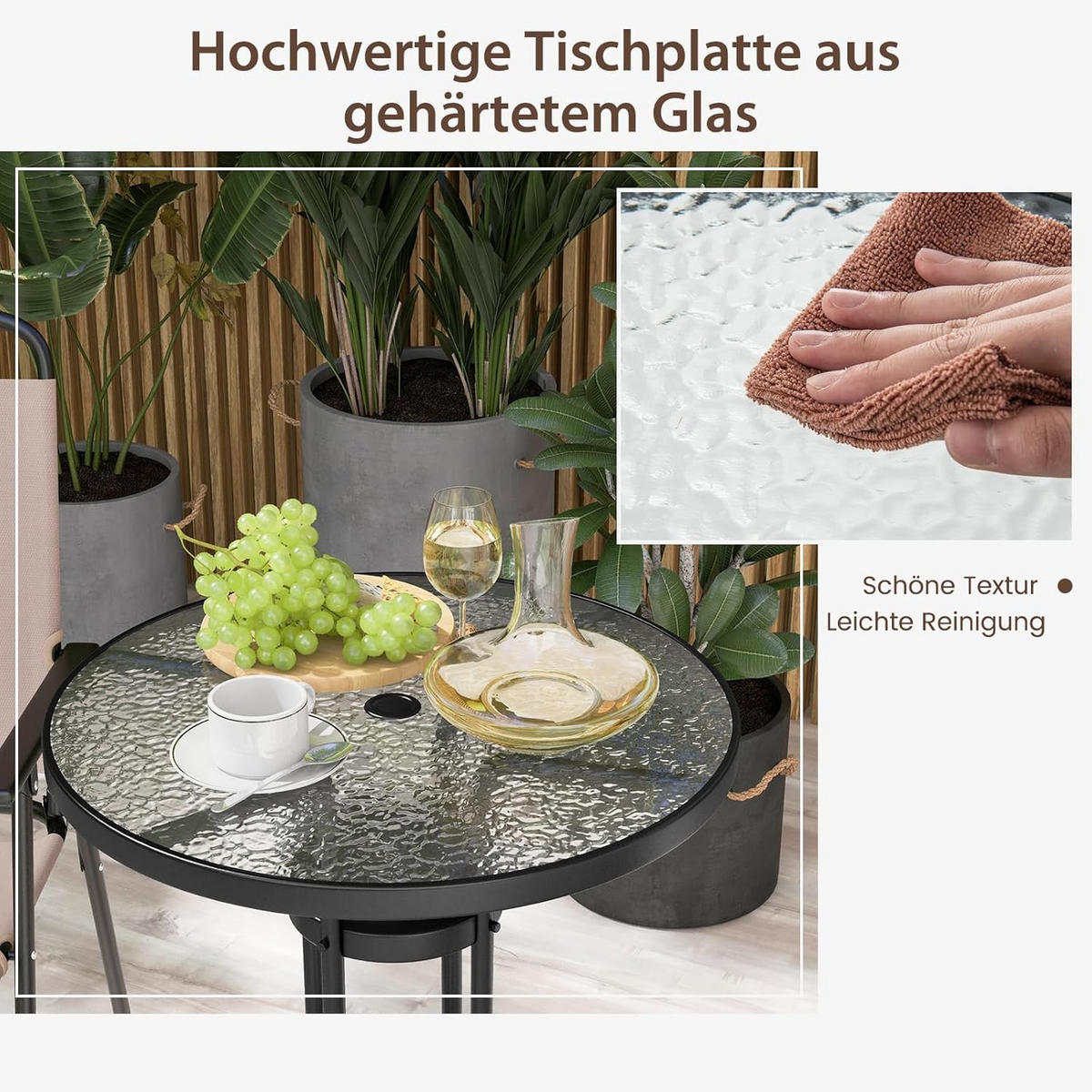 BARPALL SET Beige (3 delar) - Beige, Textil - COSTWAY