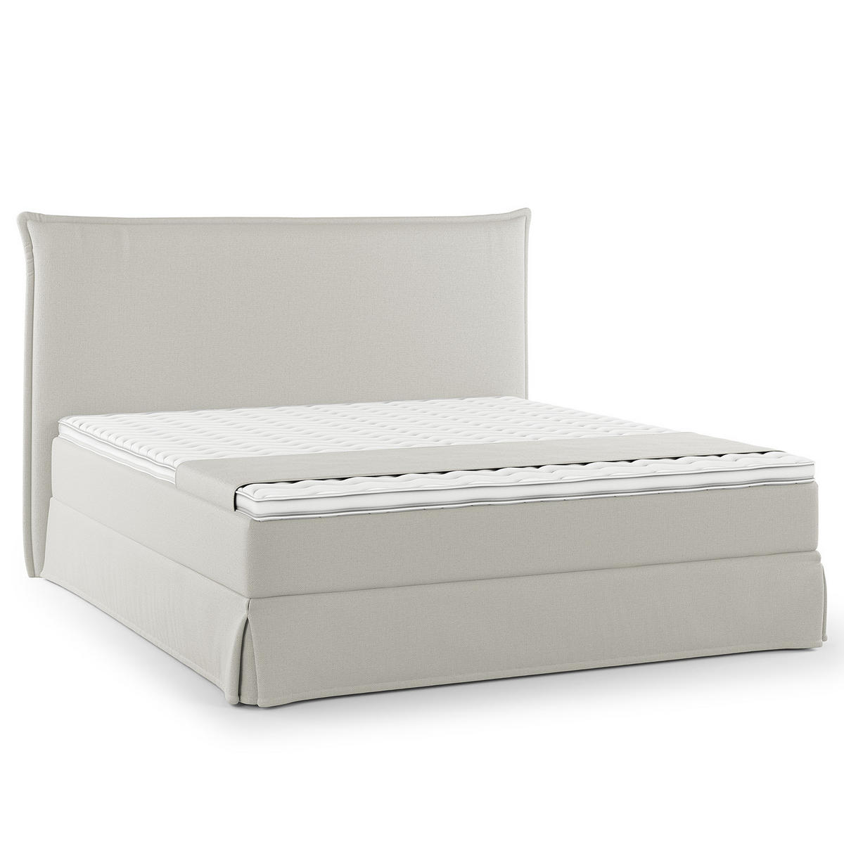 BOXSPRINGBETT mit Husse - Platinfarben, Textil (160/200cm) - home24
