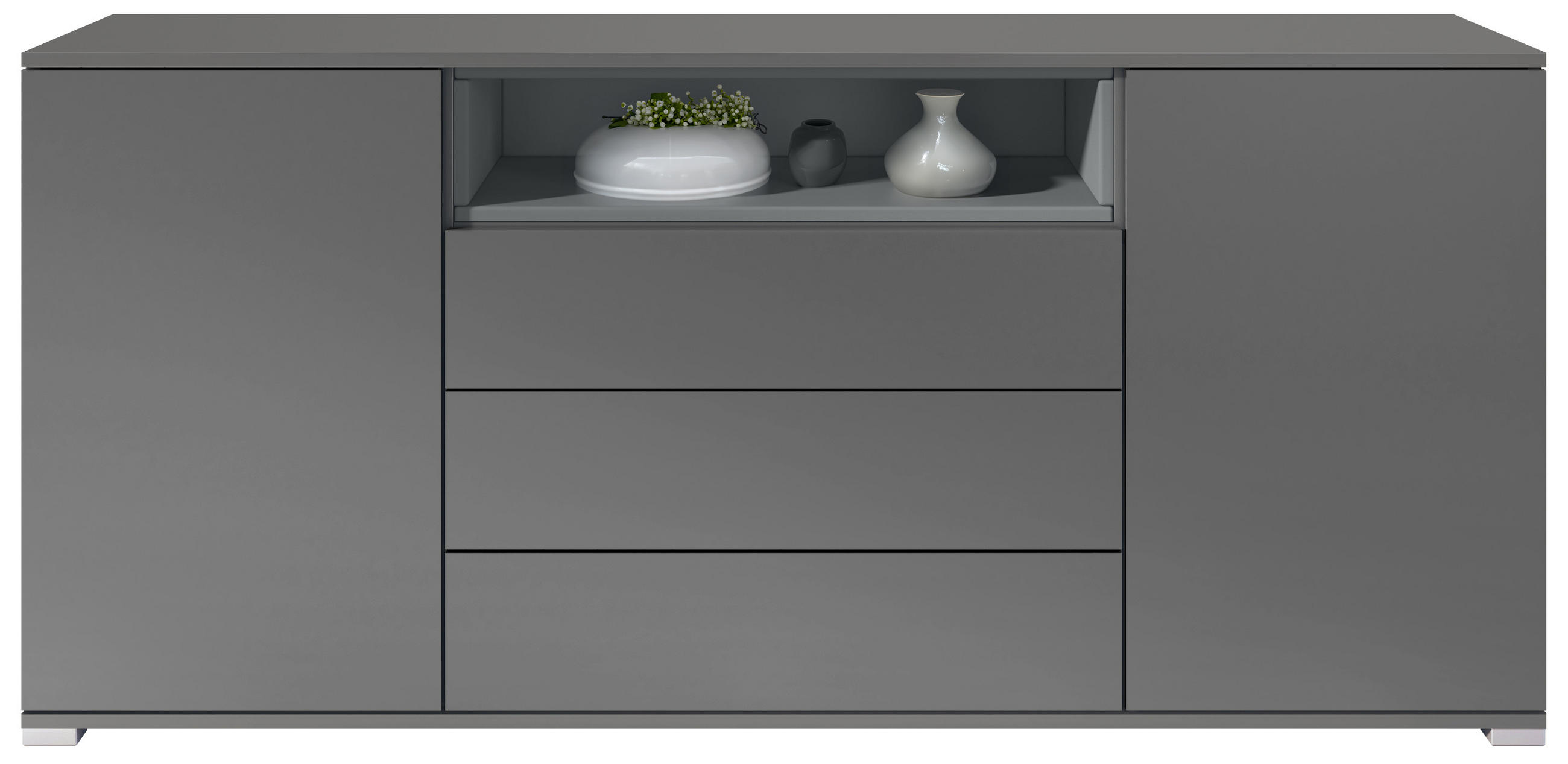 SIDEBOARD Skadu Graphit Seidenmatt - Graphitfarben, Holzwerkstoff (166.5/75.5/35cm) - Vladon