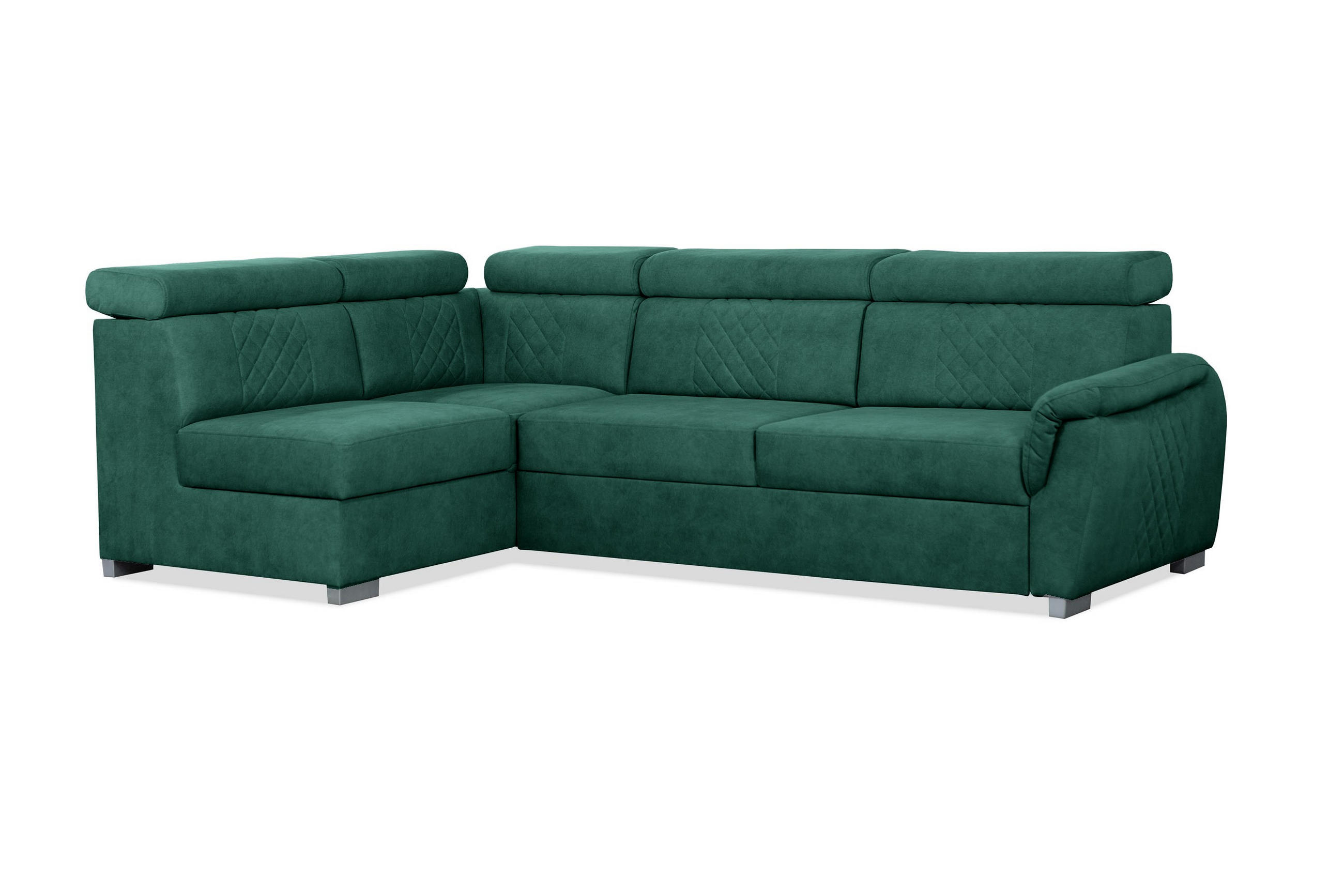 ECKSOFA Ravini Grün, mit Schlaffunktion, linke seite - Grün, Holzwerkstoff (253/156cm) - Bettso