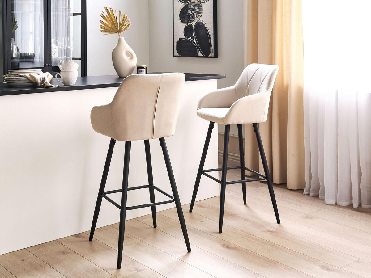 BARSTUHL 2er-Set Polsterbezug Beige Darien - Beige, Textil/Metall (47/104/47cm) - Beliani