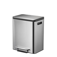 MÜLLEIMER Rechteckiger Aus Gebürstetem Edelstahl Mit Soft Close Deckel & Handlichen Kunststoffgriffen 30 Liter 49,2 x 40,4 x 32,1 cm Silber - Silberfarben, Metall (40.4/49.2/32.1cm) - PROREGAL