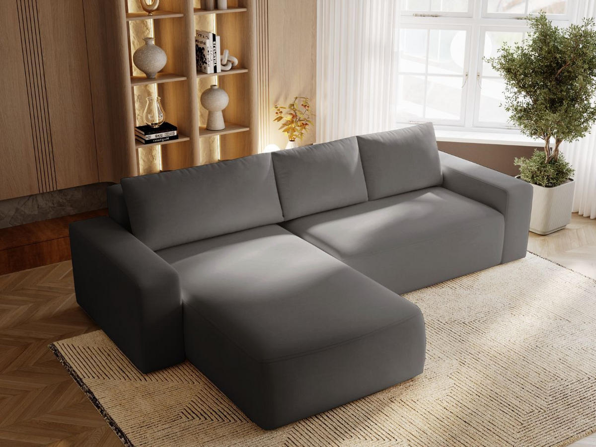 ECKSOFA Tazones Dunkelgrau Links - Dunkelgrau, Holz/Kunststoff (250/165cm) - Graingold