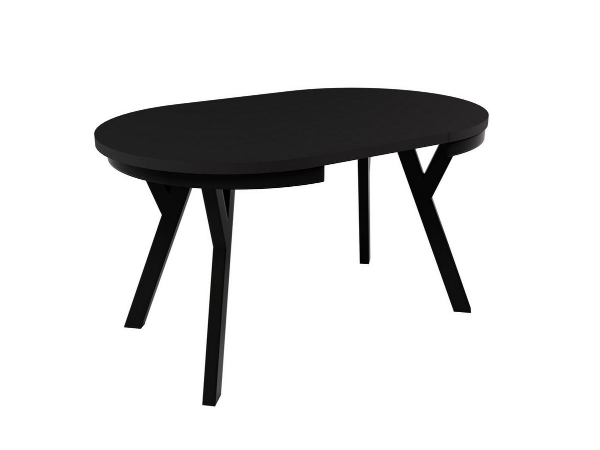 ESSTISCH ARI Rund (90-190 cm Ausziehbar Schwarz Matt Metallbeine Loft Design) - Schwarz, Holz/Holzwerkstoff (90/90/76cm) - Ravio