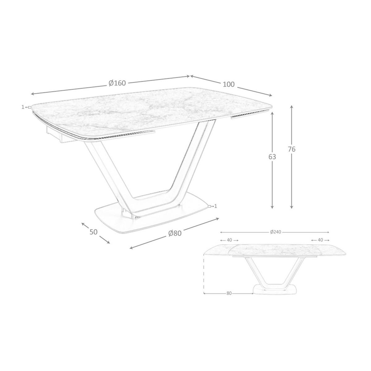 ESSTISCH Ausziehbarer Esstisch ovales Fass porzellanmarmor aus schwarzer Epoxidstahl Ø160/100/76 cm - Schwarz, Stein (100/160/76cm) - ANGEL CERDA