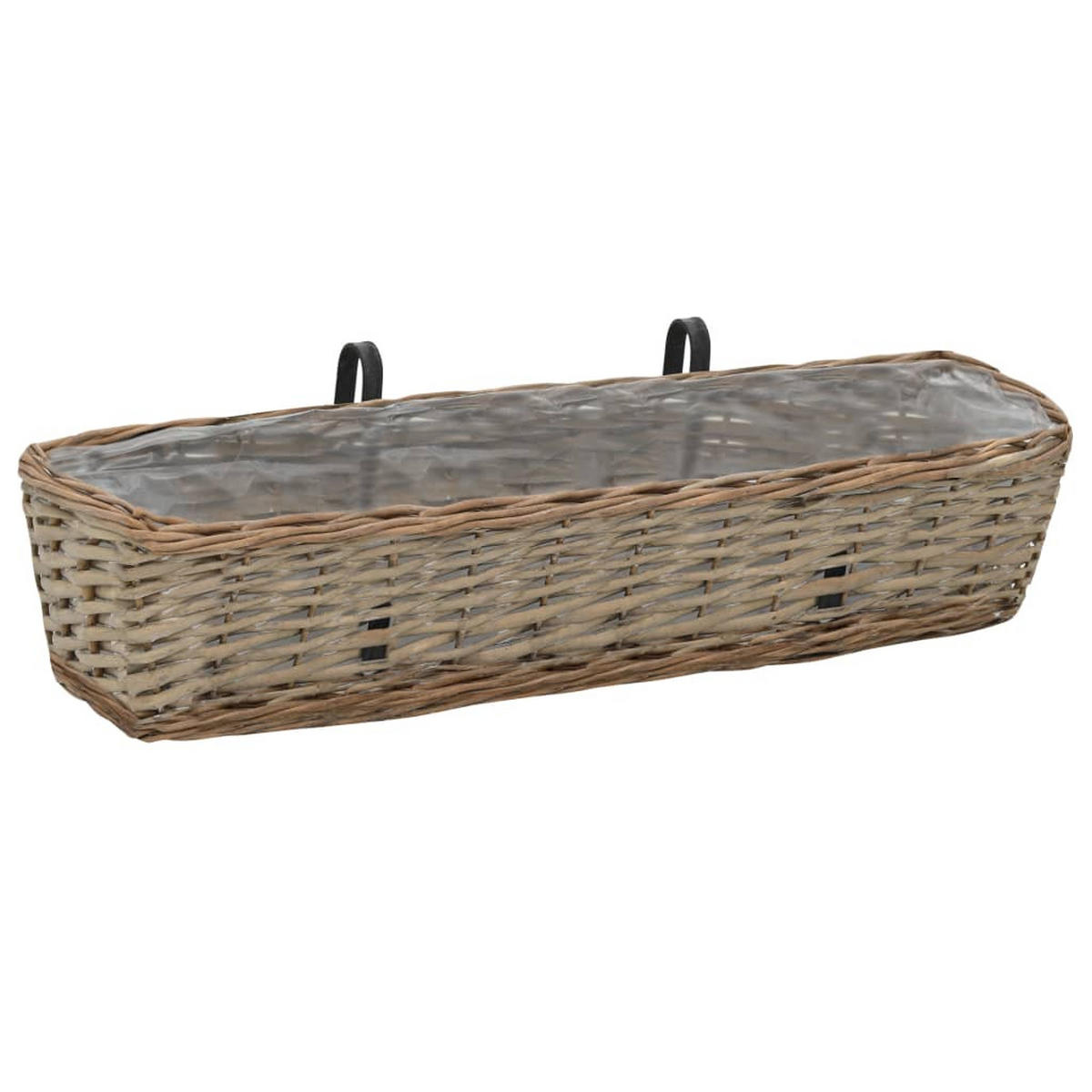 BALKON-BLUMENKASTEN 2er Set Weide Mit Pe-Auskleidung 80 Cm - Braun, Naturmaterialien (80/15/20cm) - vidaXL