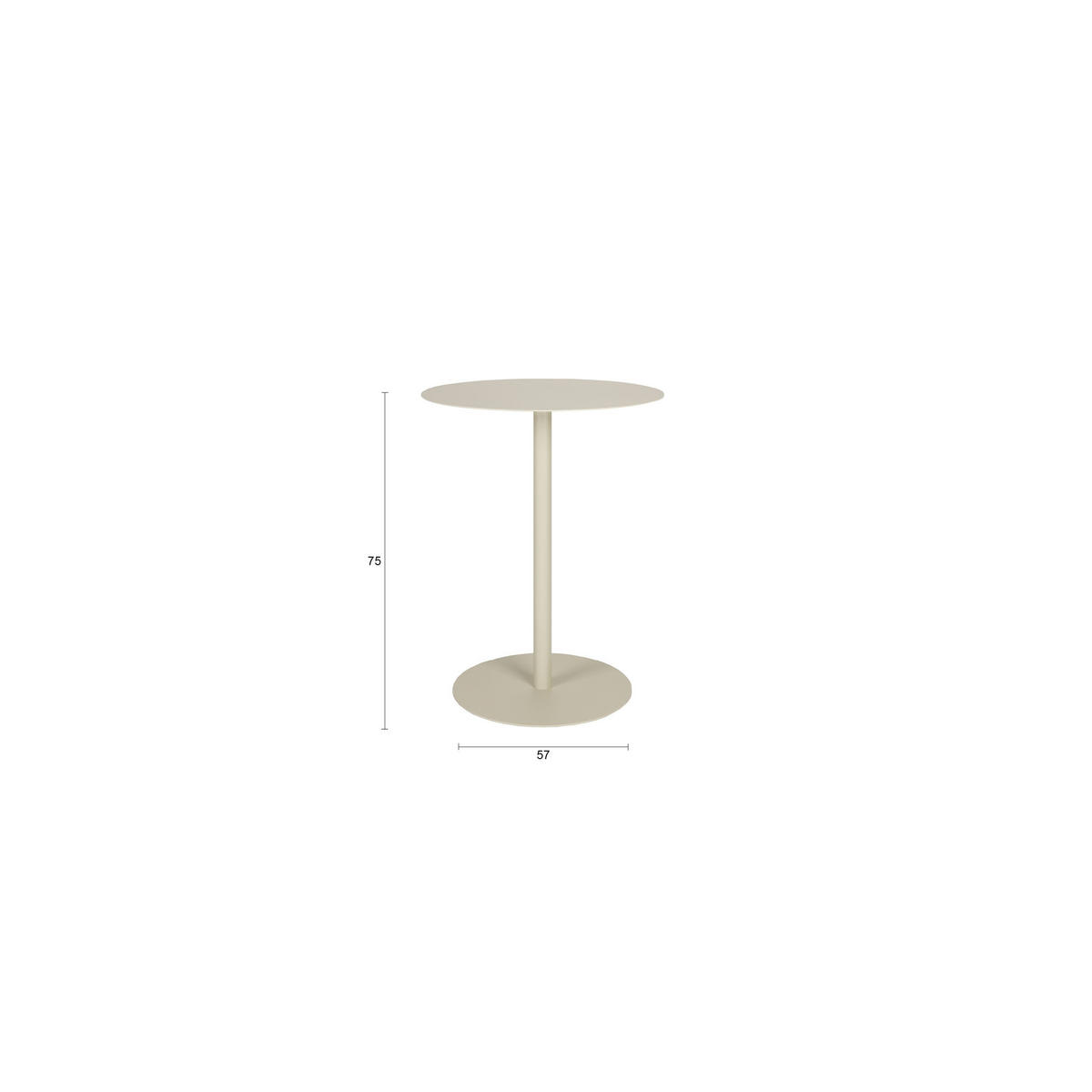 BISTROTISCH Snow Rund 57 cm Metall Beige - Beige, Metall (57/57/75cm) - Zuiver