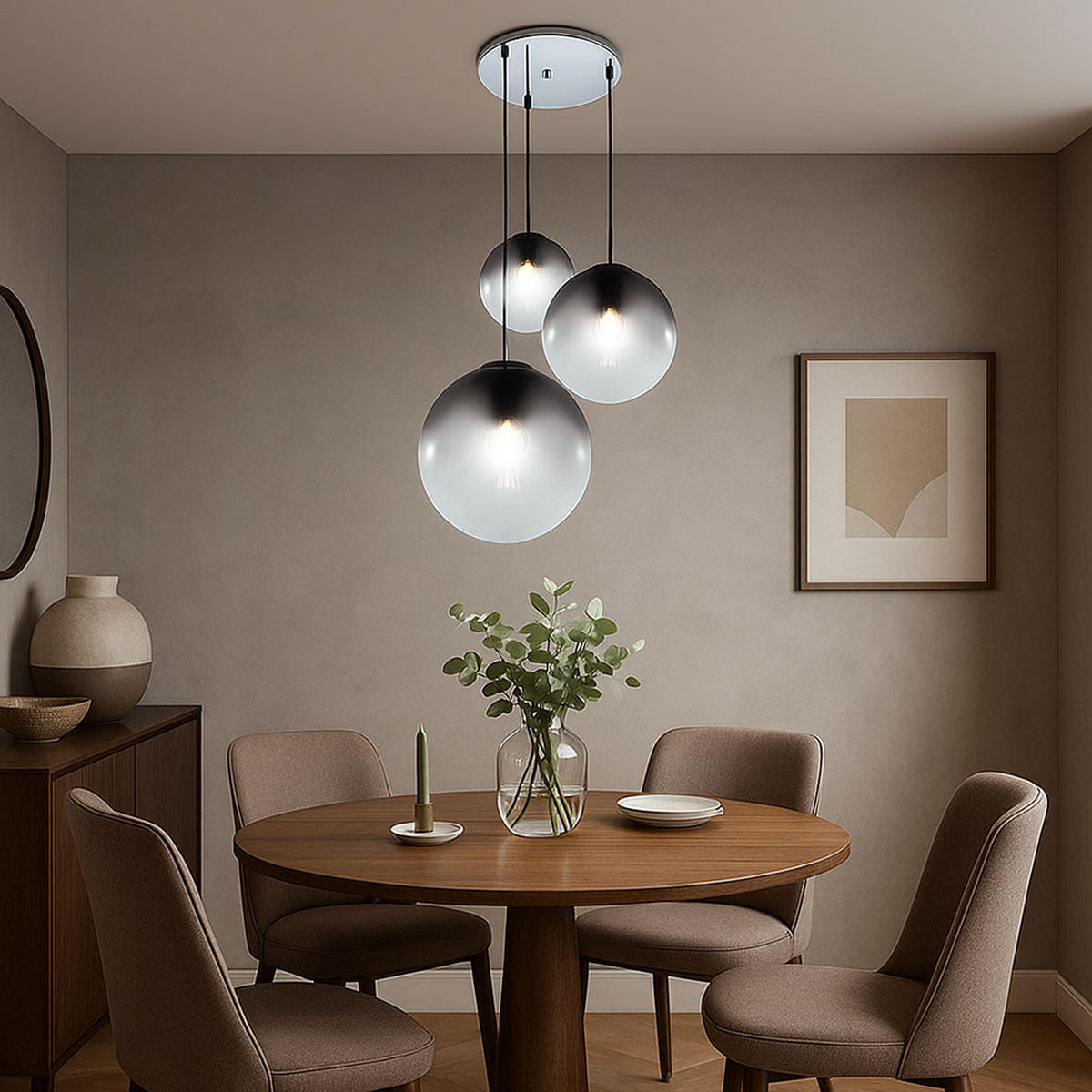 HÄNGELEUCHTE Chrom Rauchgrau Glas - Grau, Glas (51/51/120cm) - Globo Lighting