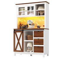 GESCHIRRSCHRANK aus MDF, Metall & Glas 104x40x180cm in Weiß mit LED - Weiß, Holzwerkstoff (104/180/40cm) - Modfu
