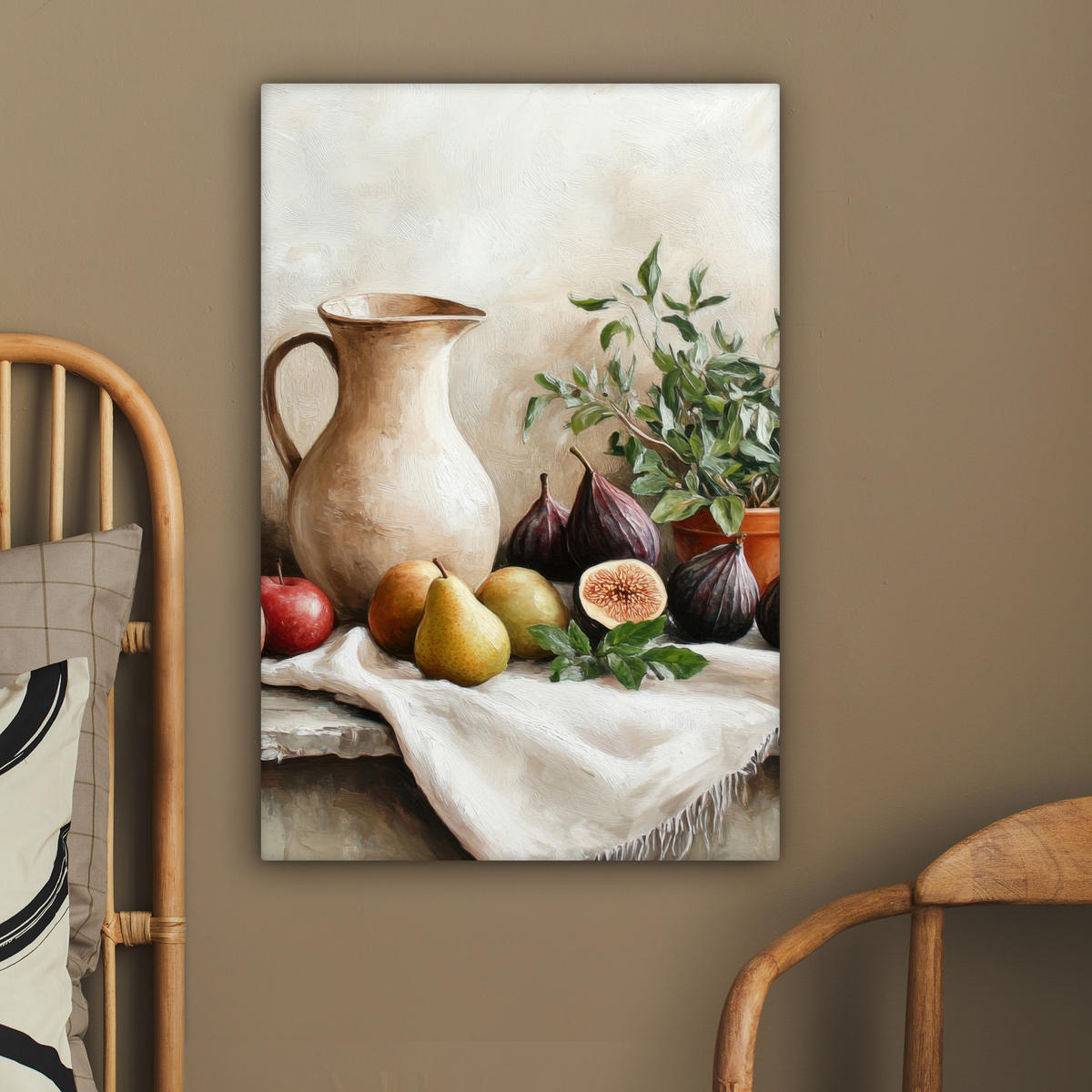 LEINWANDBILD Obst - Kräuter - Ländlich 60x90 cm - Naturfarben, Textil (60/90cm) - MuchoWow