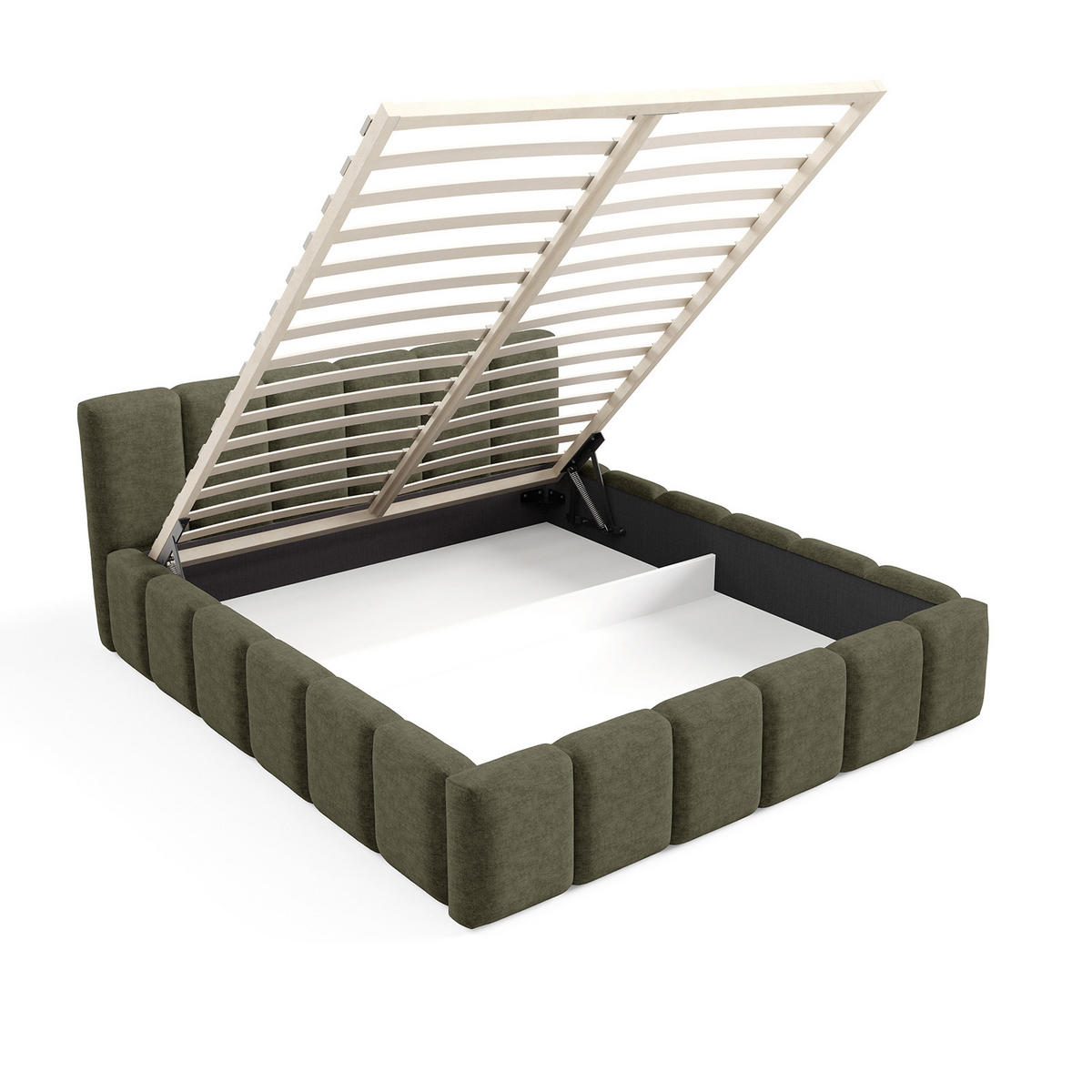 POLSTERBETT KALLA Medium 180x200 cm mit Bettkasten – PERFECT HARMONY 39 - Grün, Holz (180/200cm) - Dekori_Interiors