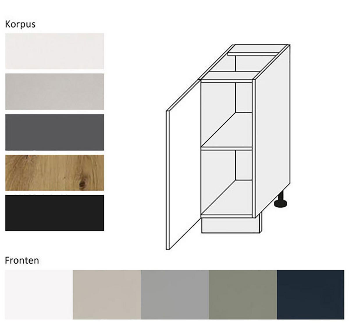 KÜCHENUNTERSCHRANK Oslo D1D/30 Schwarz Matt / Reed Green Matt 30 / 50 / 82cm - Schwarz/Grün, Holz/Holzwerkstoff (30/82/50cm) - Feldmann-Wohnen