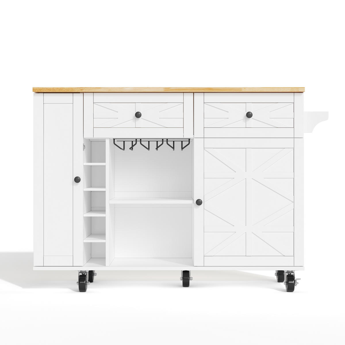 KÜCHENINSEL 120/45(70)/89 cm weiß natur mit klappbarer Arbeitsplatte - Weiß, Holzwerkstoff (120/89/70cm) - OKWISH