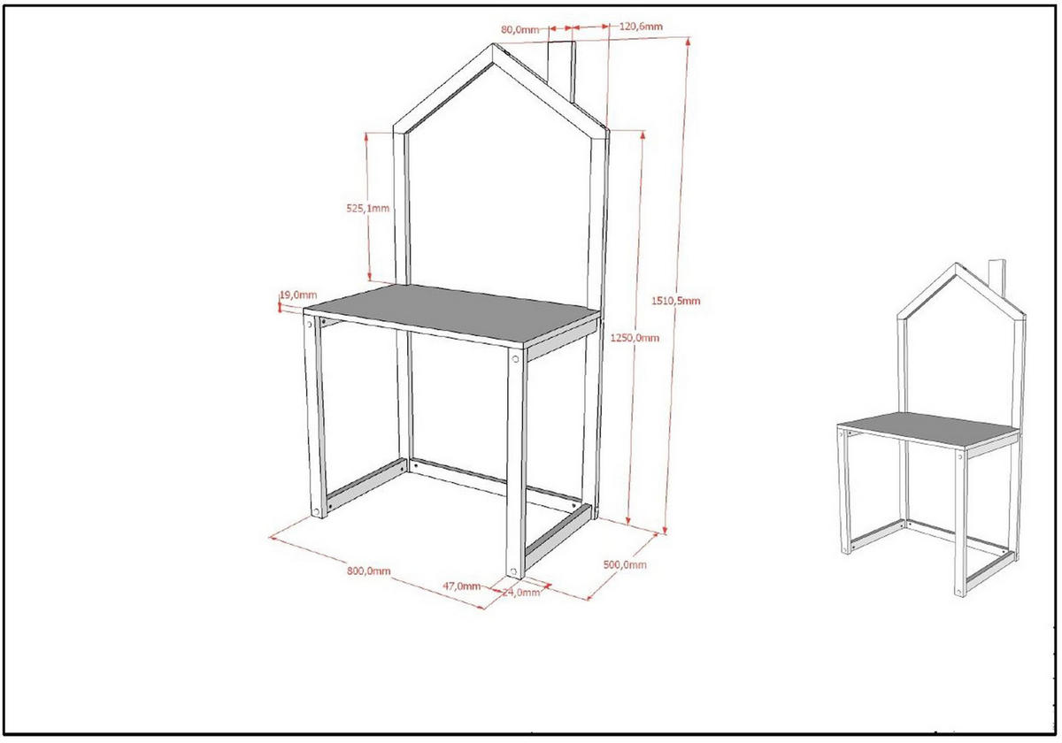 KINDERSCHREIBTISCH Kapua 80x50x151 Massivholz Anthrazit - Anthrazit, Holz (80/151/50cm) - 58aufmkessel