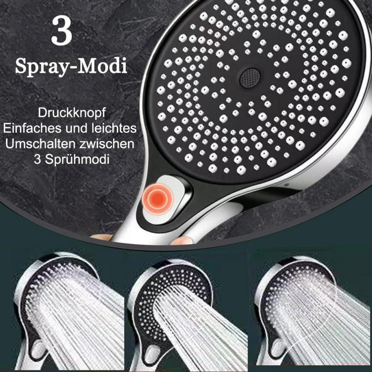 HANDBRAUSE Set mit 1.5m Schlauch Chrom Rund - Silberfarben, Metall (12/12.7/28cm)