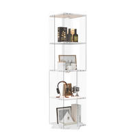 DREHVITRINE 360° mit RGB LED, 4 Ebenen, Glasvitrine weiß für Deko - Weiß, Glas (38/160/38cm) - SHOPENTRA