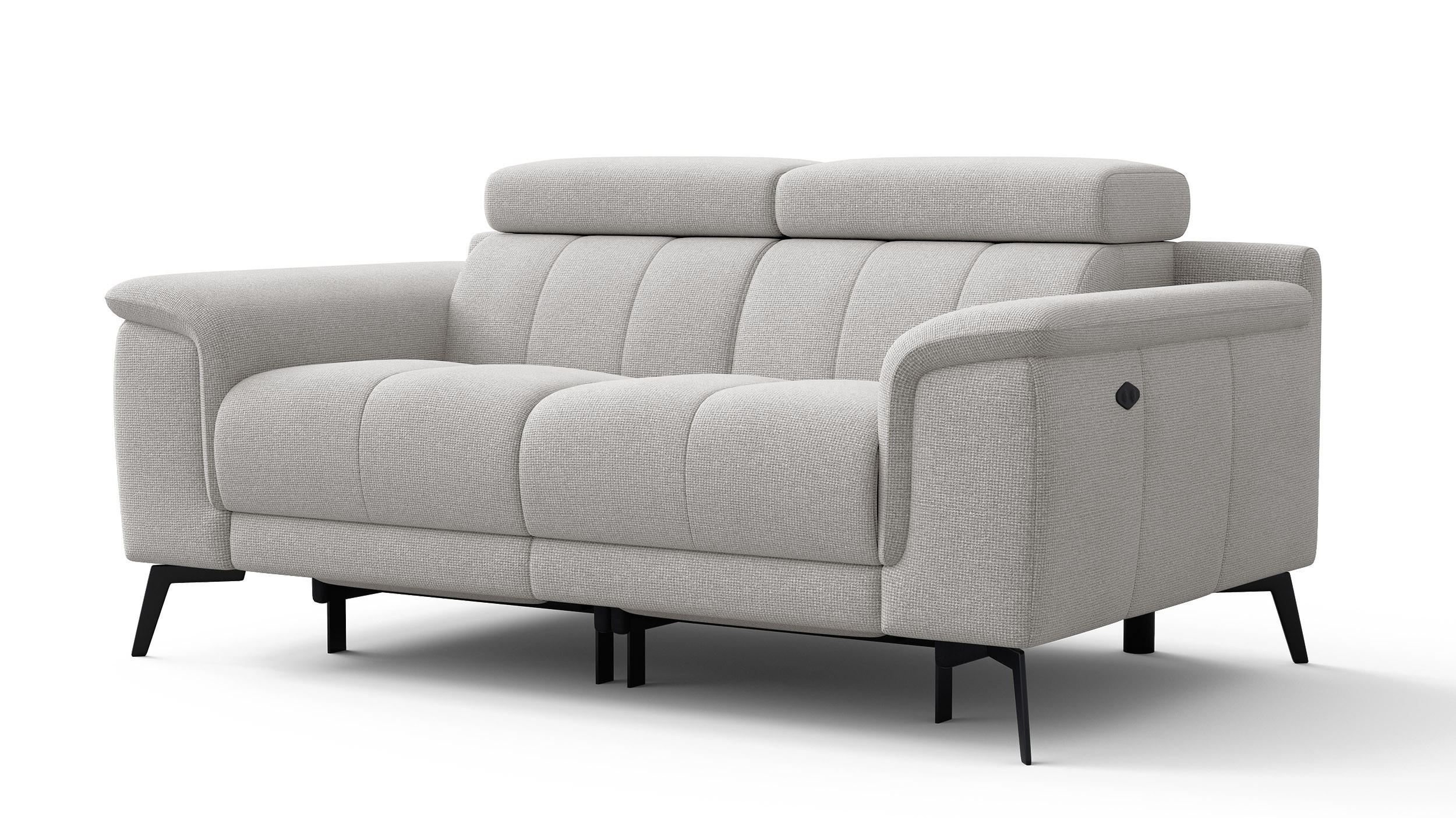 RELAXSOFA FIERO 2-Sitzer mit 2 Relaxfunktionen, hellgrau - Hellgrau/Schwarz, Holzwerkstoff/Textil (170/82/103cm) - Courtois Laville
