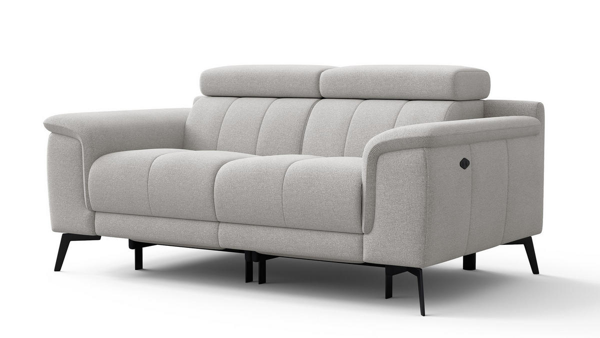 RELAXSOFA FIERO 2-Sitzer mit 2 Relaxfunktionen, hellgrau - Hellgrau/Schwarz, Holzwerkstoff/Textil (170/82/103cm) - Courtois Laville
