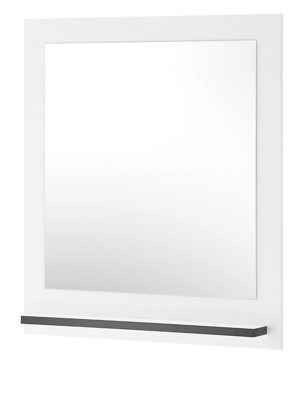 WANDSPIEGEL weiß 79 x 89 cm, Garderobenspiegel mit Ablage - Weiß Hochglanz, Glas/Holzwerkstoff (79/89/10cm) - Furn.Design