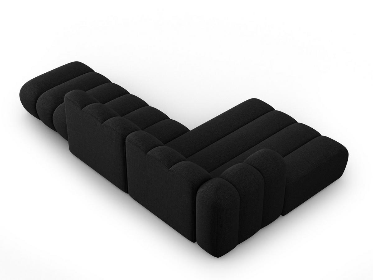 ECKSOFA modular links Lupine aus Chenille-Stoff schwarz 5 Sitzplätze - Schwarz, Textil (177/299cm) - Micadoni