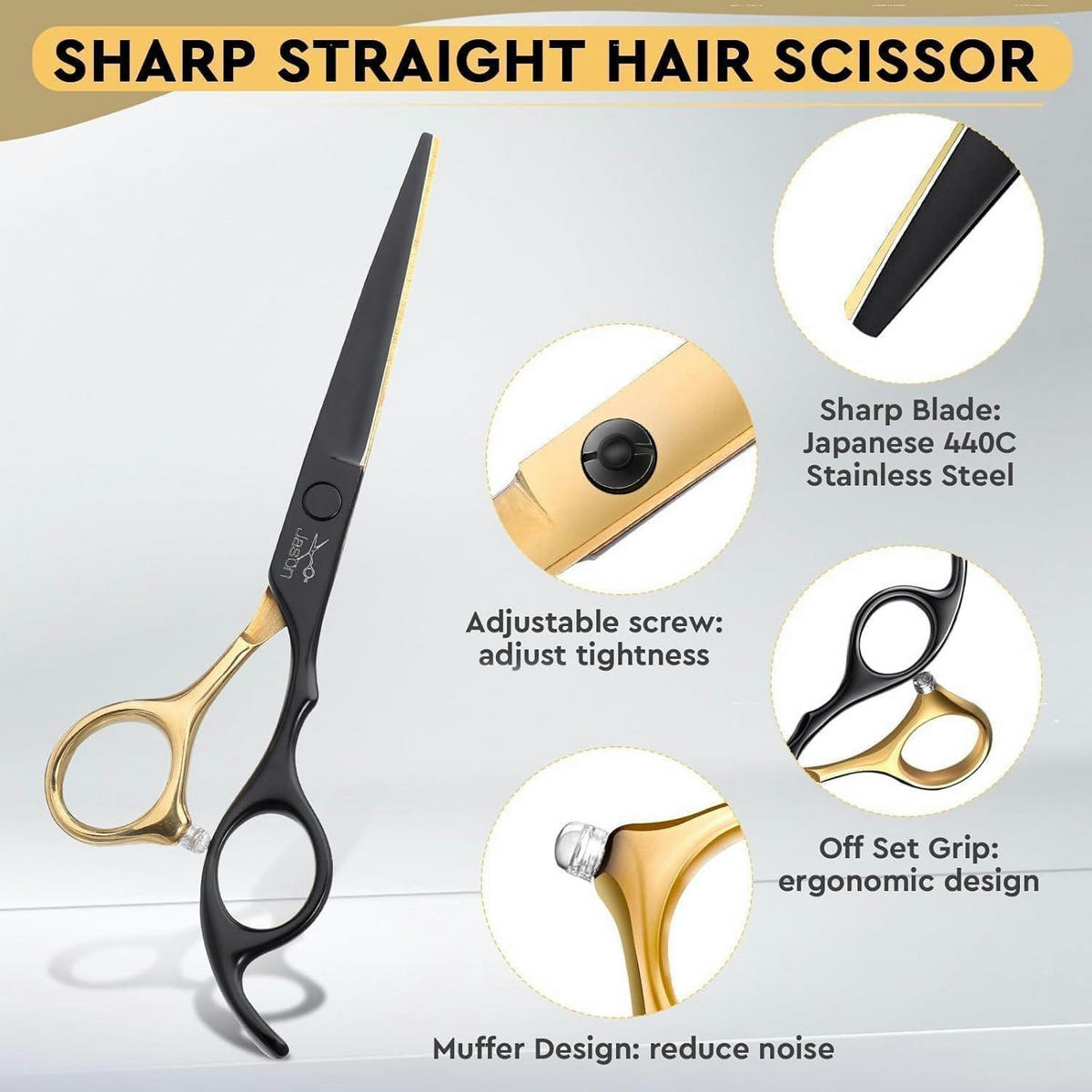 FRISEURSCHEREN Set 10-teilig mit Effilierschere und Zubehör - Schwarz, Metall (16.5/1.5/16.5cm)