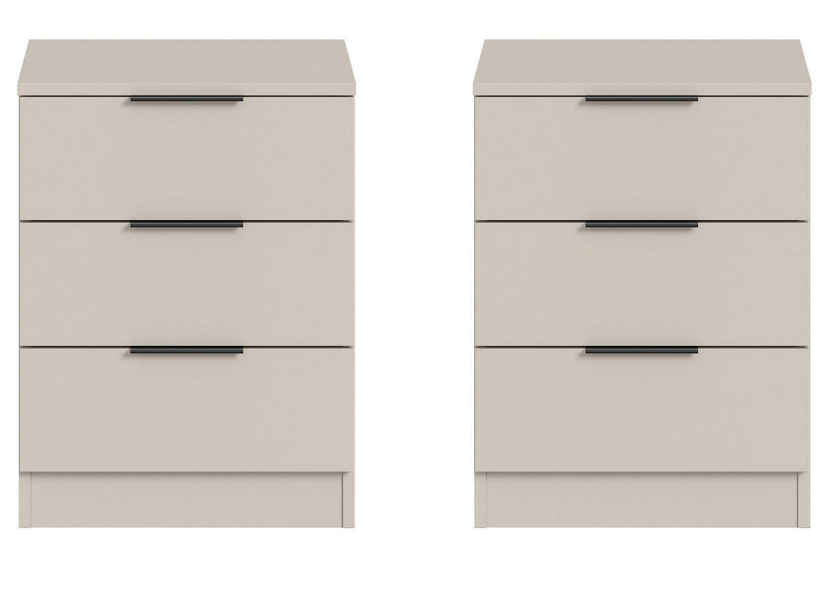 NACHTTISCH-SET kaschmir 45 x 60 cm, 2x Nachtkommode in Komforthöhe - Kaschmir/Schwarz, Holzwerkstoff/Kunststoff (45/60/40cm) - Inn.Furn
