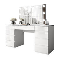 SCHMINKTISCH AURORA DOUBLE SILVER, weiß glänzend - Silberfarben/Weiß, Holzwerkstoff (156.8/79.2/55cm) - Lookway