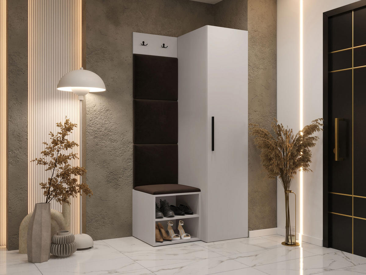 GARDEROBEN-SET Medi III - Kaschmir/Schwarz, Holzwerkstoff/Kunststoff (40/191/50cm) - MIRJAN24