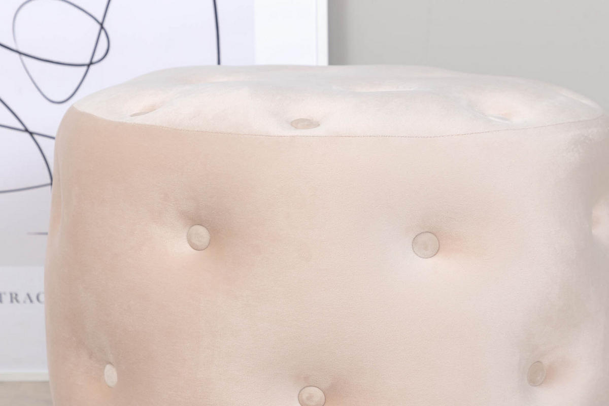 POUF Velour weiß - Weiß, Holzwerkstoff (55/44/55cm) - ebuy24