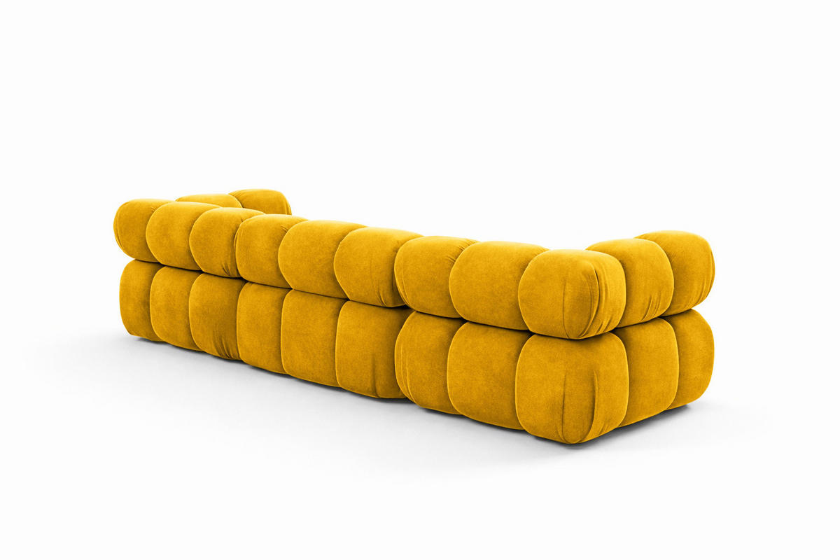 COUCH, 3-Sitzer Modular, Veloursstoff Salvador, Gelb, Selia - Gelb, Holz (285/70/95cm) - Kaiser Möbel