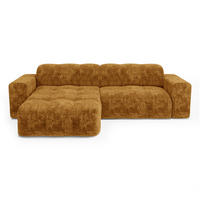 ECKSOFA LINKS geprägter Samt Senf 230cm - Dunkelgelb, Textil (155/230cm) - Sia Home