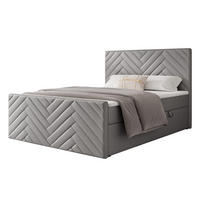 BOXBETT NEREA PLUS 200/200 cm mit Matratze und Topper, Grau - Grau, Holzwerkstoff/Textil (200/200cm) - Idohome