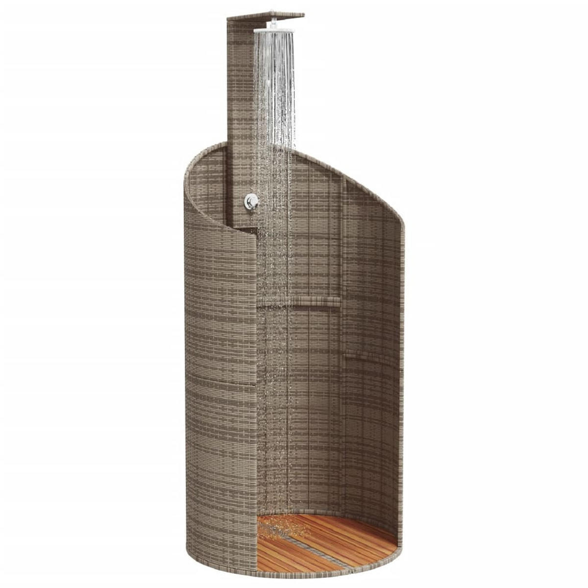 GARTENDUSCHE Grau 100/100/241.5 Cm Poly Rattan Akazienholz - Grau, Holz (100/241.5/100cm) - vidaXL