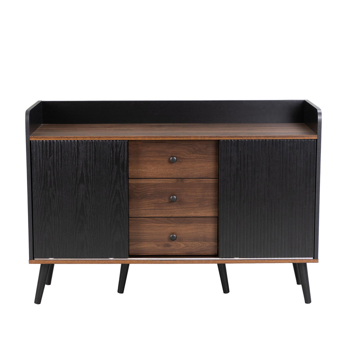 SIDEBOARD mit 3 Schubladen 117,5 x 40 x 80 cm Schwarz Holzoptik - Schwarz, Holzwerkstoff (117.5/80/39.5cm) - Meubliv