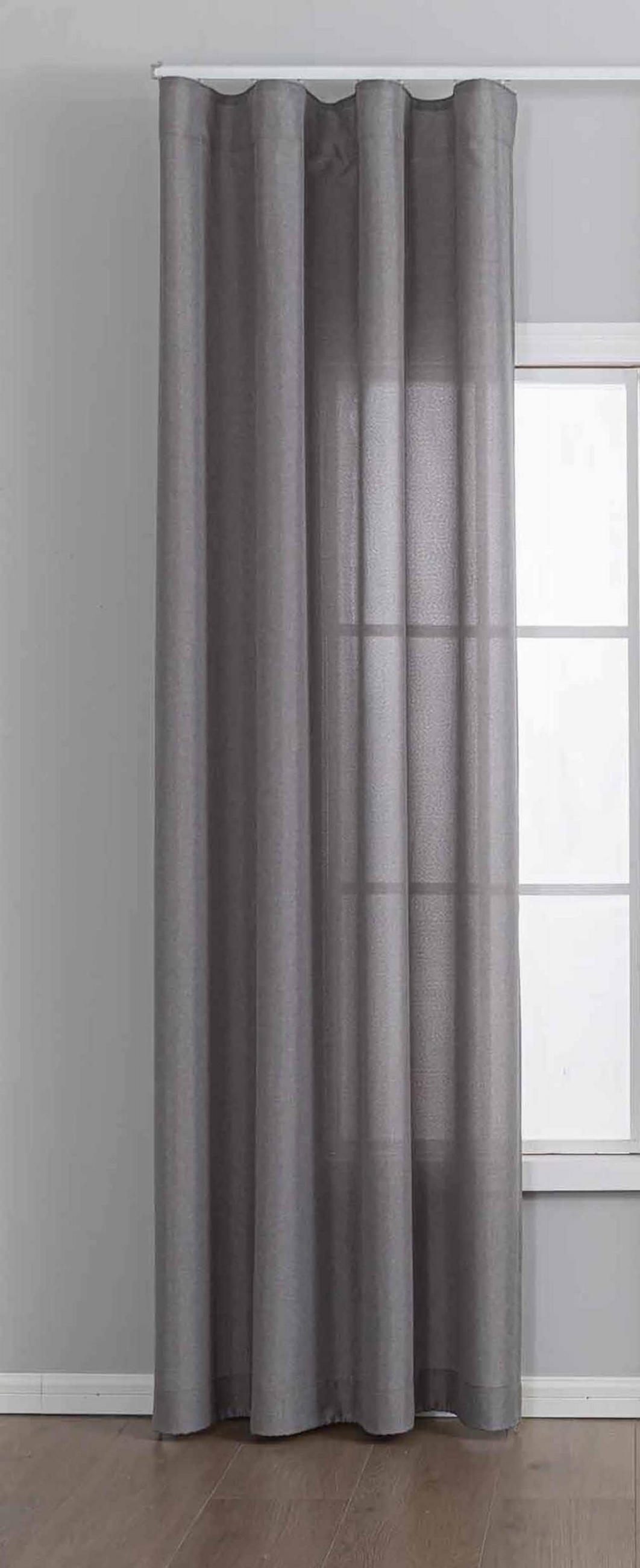 GARDINE Wellenvorhang Wien 245x145 cm Grau - Grau, Textil (145/245cm) - Gardinenbox