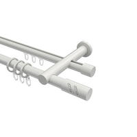 RUNDROHR-INNENLAUF-GARDINENSTANGEN-SET Platon Zoena 260 cm (geteilt in 2 x 130 cm), 2-läufig, 20 mm Ø Weiß - Weiß, Metall (260cm) - INTERDECO
