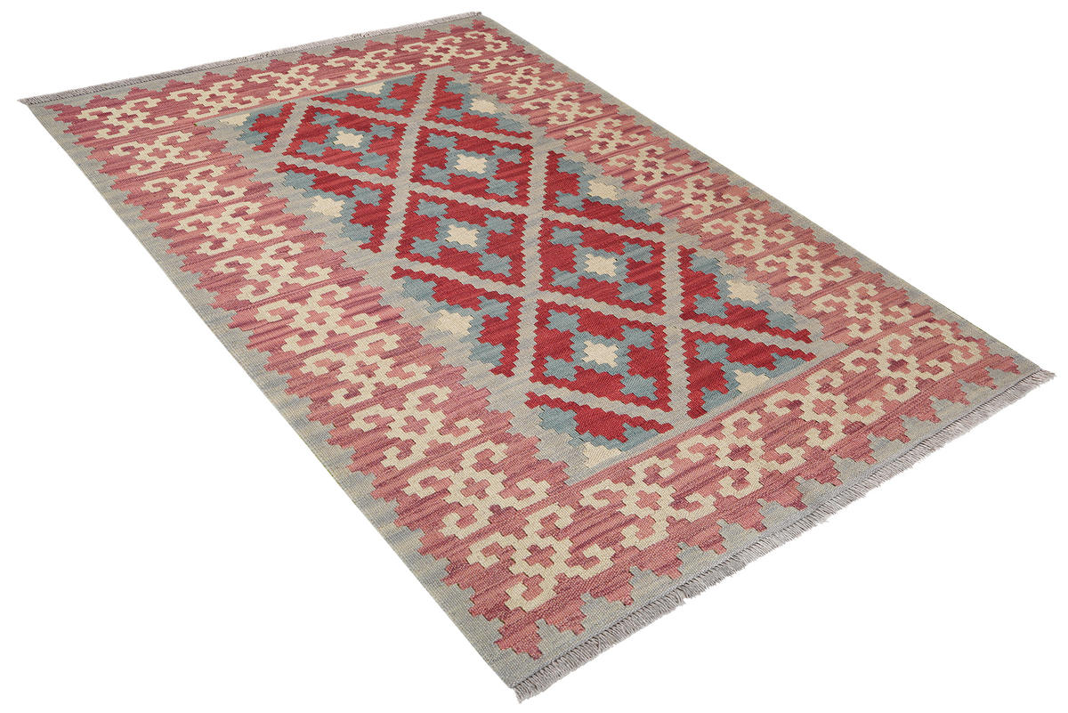 HANDWEBTEPPICH Kelim Gashgai Grau 174/125 cm Schurwolle - Grau, Textil (125/174cm) - Looma