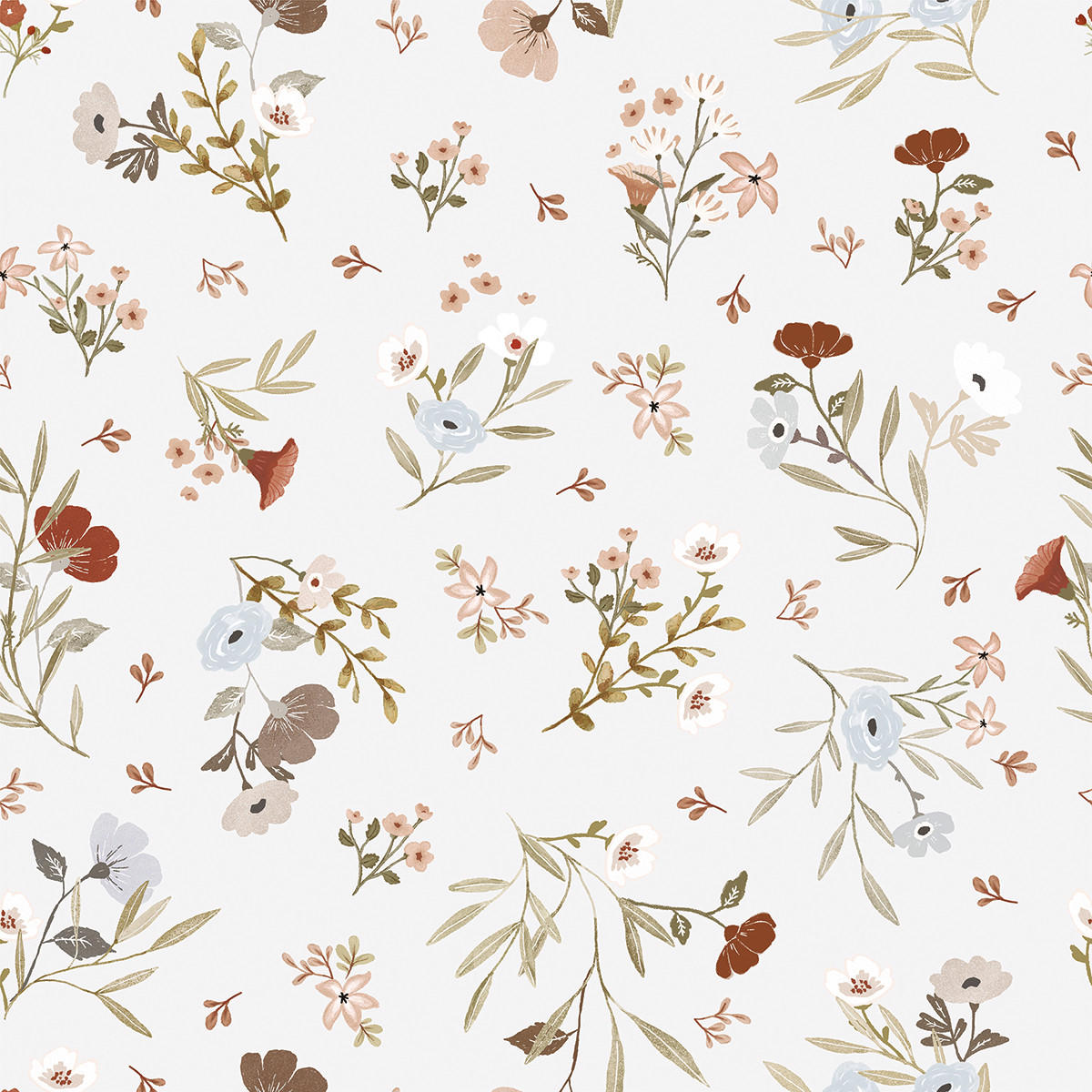 VLIESTAPETE Lilydale Blumen 50 cm x 10 m, hellgrau - Hellgrau/Grau, Papier (50/1000cm) - Lilipinso