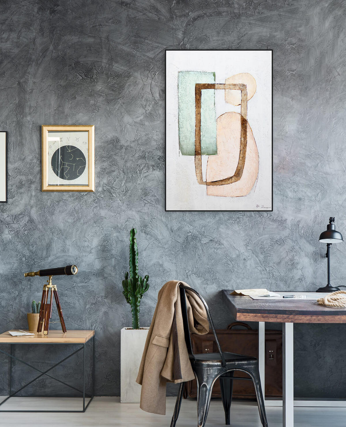 ACRYLBILD HANDGEMALT 60/90 cm - Pink/Grün, Holz/Textil (60/90cm) - KUNSTLOFT