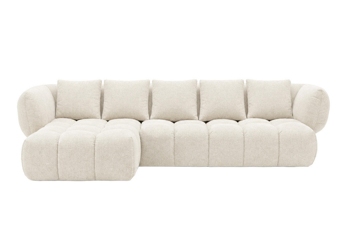 ROHOVÁ SEDAČKA ve tvaru L, žinylková tkanina Puente, Ecru, Levá strana, SEVIO L - ecru, dřevo (242/175cm) - Kaiser Möbel