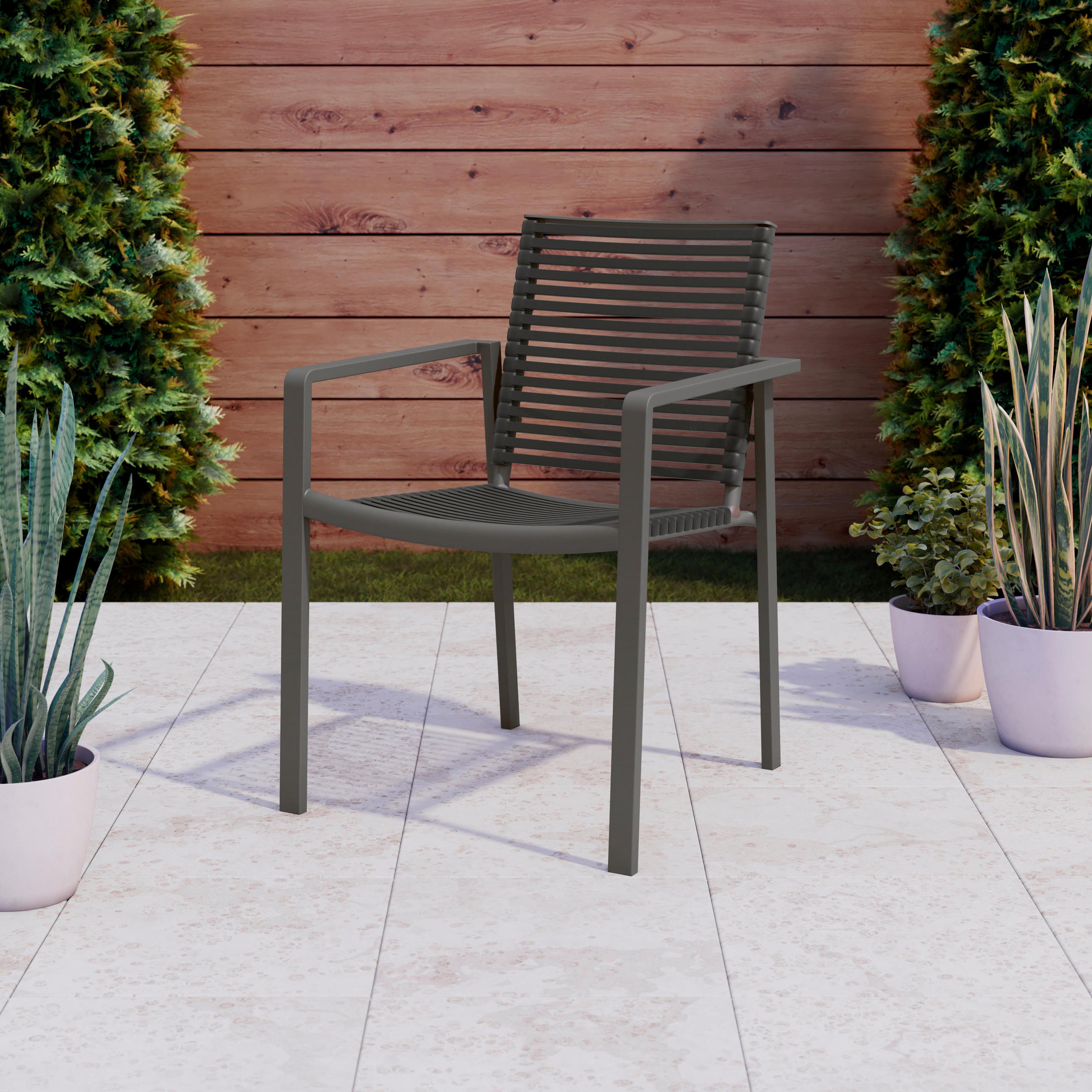 GARTENSTUHL Cancun Anthrazit - Anthrazit, Metall (1/85/63cm) - Mömax