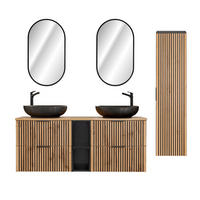 BADMÖBEL 140.6cm Gaia 2er-Set Holz in Eichenoptik und Schwarz - Schwarz, Holzwerkstoff (140.6/59/46cm) - Petits-meubles