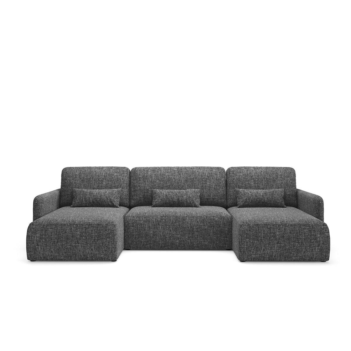PANORAMASOFA Lazarus 4 Sitzplätze Dunkelgrau - Grau, Holz (290/86/148cm) - Petits-meubles