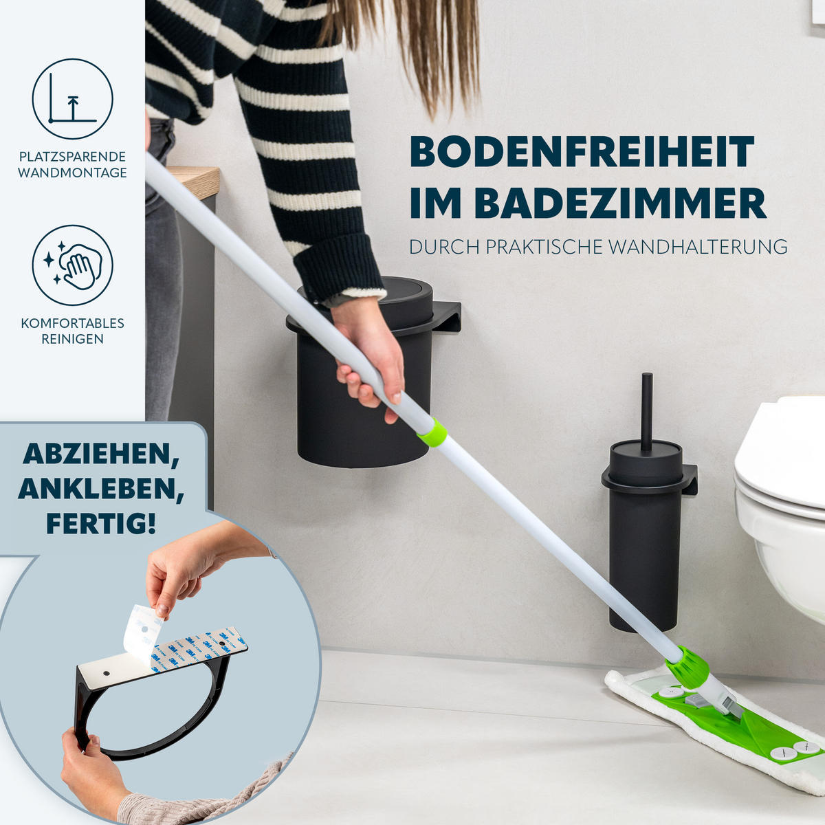 KOSMETIKEIMER SAVONA,5 Liter, schwarz - Schwarz, Kunststoff (19/24.5/19cm) - bremermann