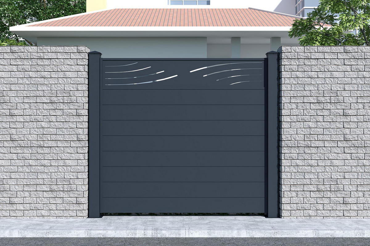 SICHTSCHUTZZAUN 2er-Set Veleta grau 1,9m H.170cm aluminium - Grau, Metall (378/166cm) - Casanoov