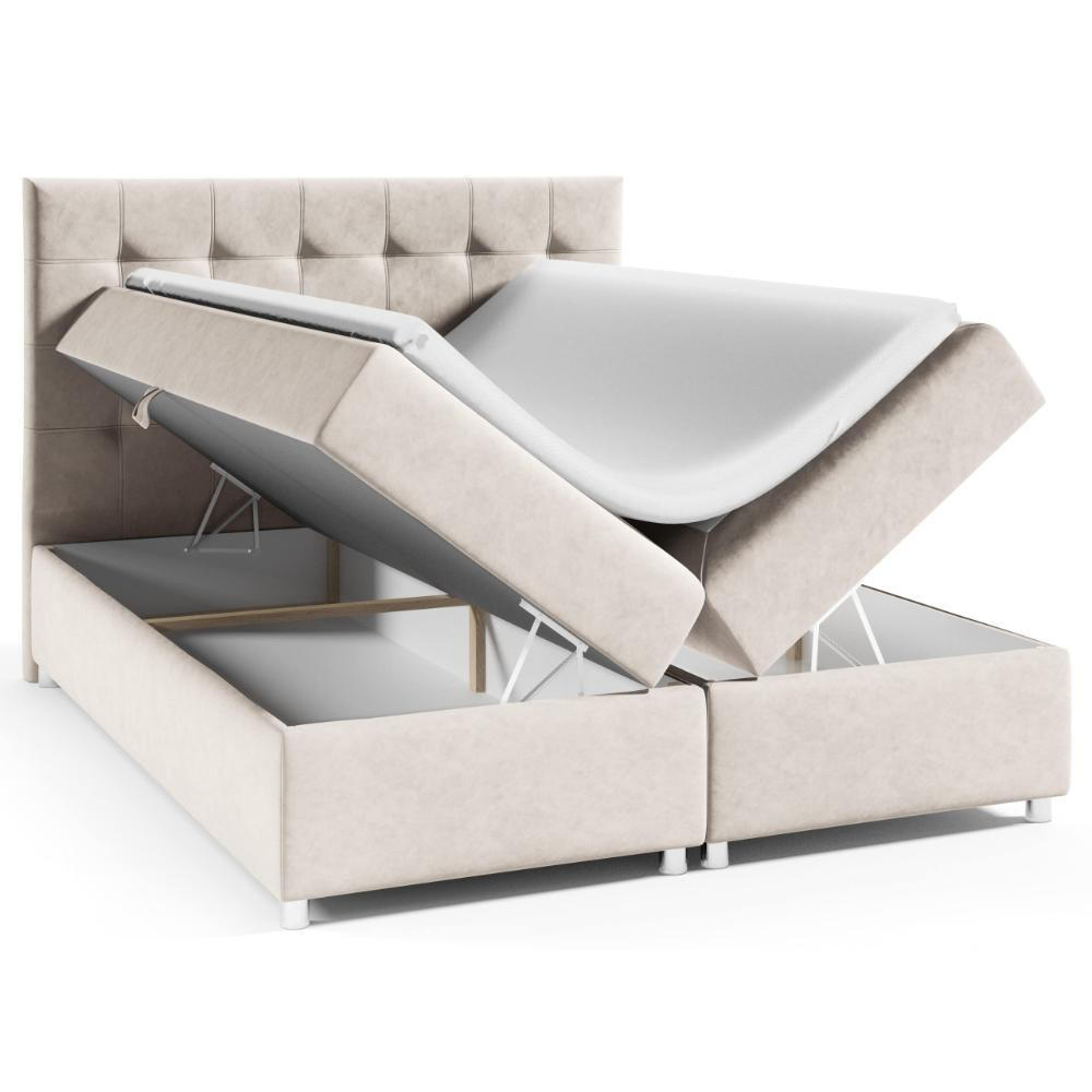 Thumbnail - Best For Home Boxbett, Blau, Textil, Höhe ca. 18 cm, Rechteckig, 140x200 cm, Schlafzimmer, Betten, Boxspringbetten