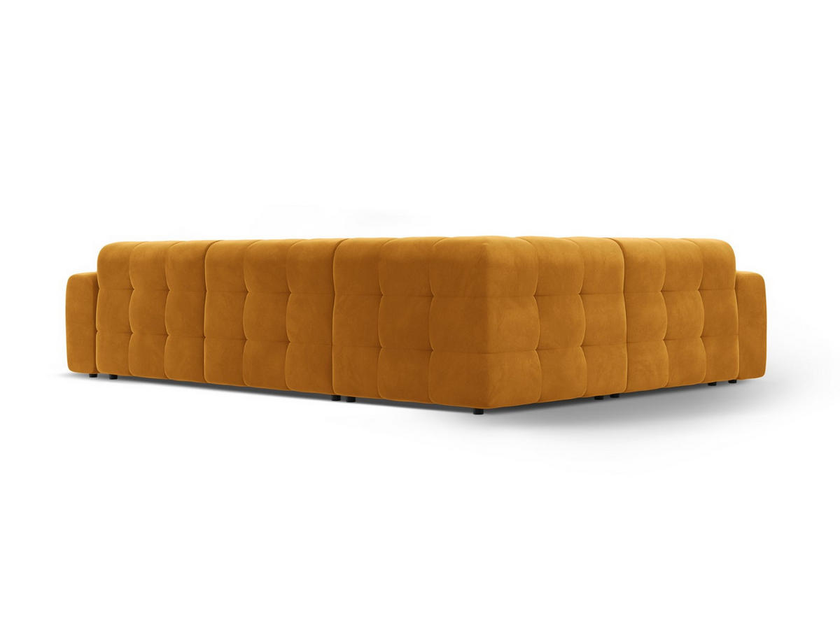 ECKSOFA links Kendal aus Samt senf 6 Sitzplätze - Dunkelgelb, Textil (231/332cm) - Micadoni