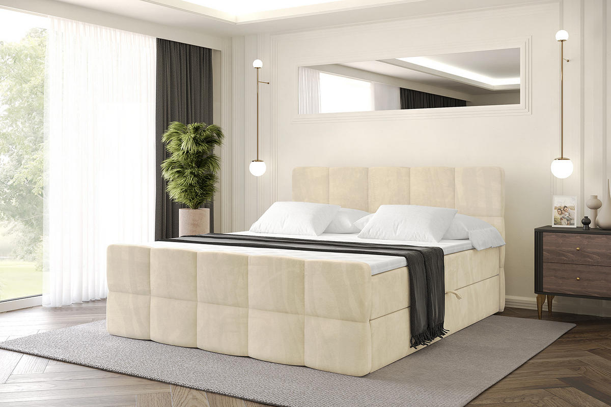 BOXBETT mit Matratze H4 und Lattenrost - LIRO-Z - 120x200 - Beige Monolith - Beige, Holzwerkstoff (120/200cm) - ALTDECOR
